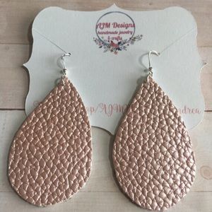 Faux leather teardrop peach colored earrings